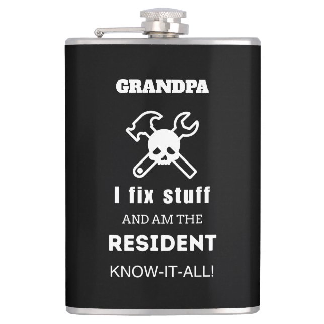GRANDPA Birthday Gift Men Funny Unique DAD HUSBAND Flask (Front)