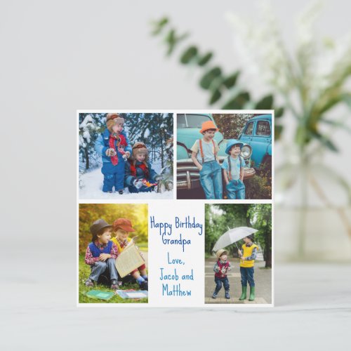 Grandpa Birthday Grandkids Photo Collage Card