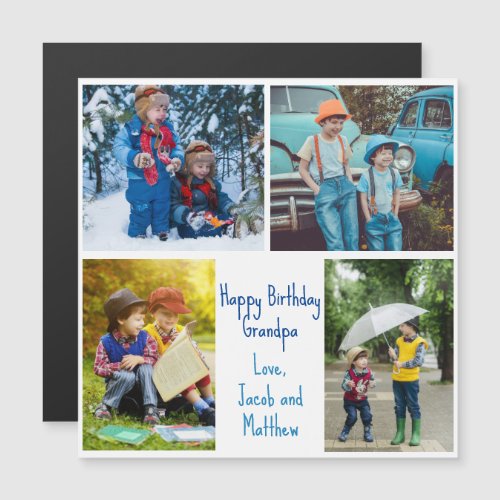 Grandpa Birthday Grandkids Photo Magnet Card