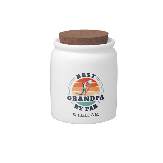 Grandpa Birthday Retro Golfing Novelty Candy Jar (Front)