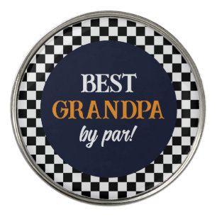 Grandpa Black and White Check Golf Ball Marker