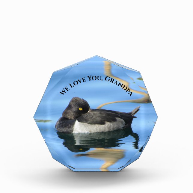 Grandpa Black White Duck Photo Reflection Nature  Block (Front)