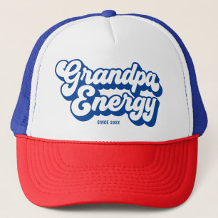 Grandpa Blue Retro Energy Since Year Design Trucker Hat
