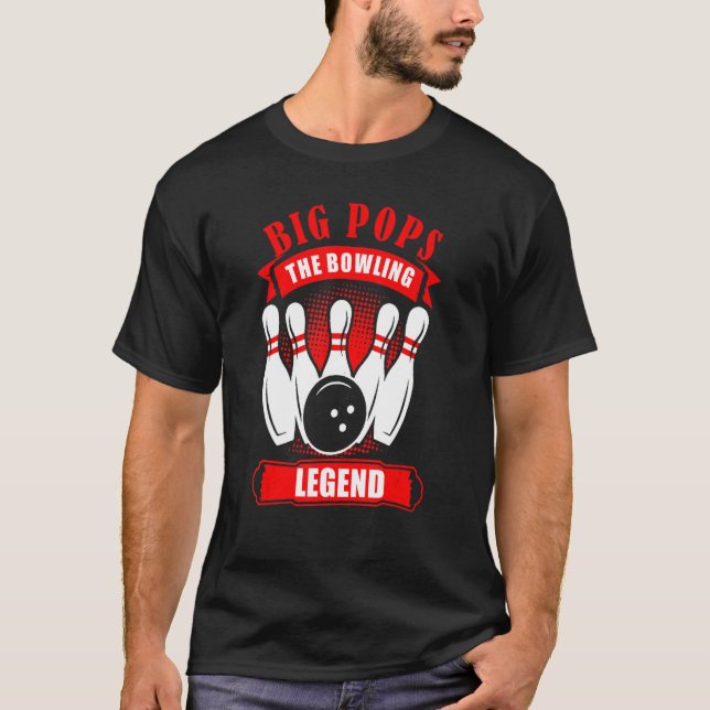Grandpa Bowler Ten Pin BIG POPS Legend Bowling T-Shirt (Front)