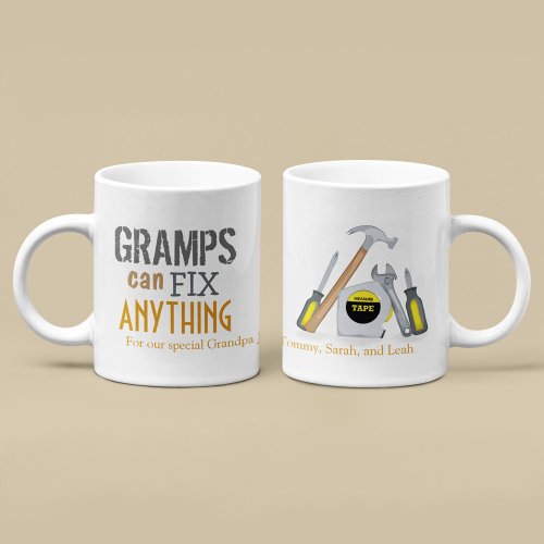 Grandpa Can Fix Anything Whimsical Cute Typography Coffee Mug
