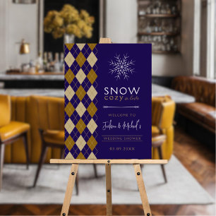 Grandpa Chic Plaid Argyle Snow Cozy Welcome Sign