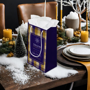 Grandpa Chic Plaid Snow Cozy Winter Wedding Shower Small Gift Bag