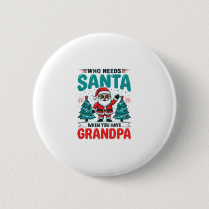 Grandpa Christmas Santa Family Button