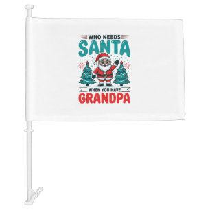 Grandpa Christmas Santa Family Car Flag