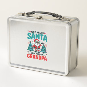 Grandpa Christmas Santa Family Metal Lunch Box