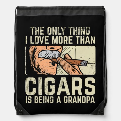 Grandpa cigar gift funny Cigars Grandpa smoking  Drawstring Bag