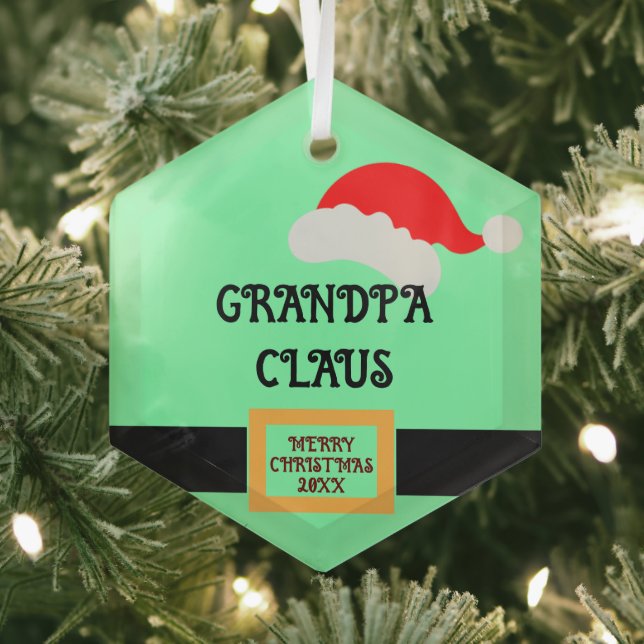  "Grandpa Claus" print Personalized Grandpa  Glass Ornament (Insitu)