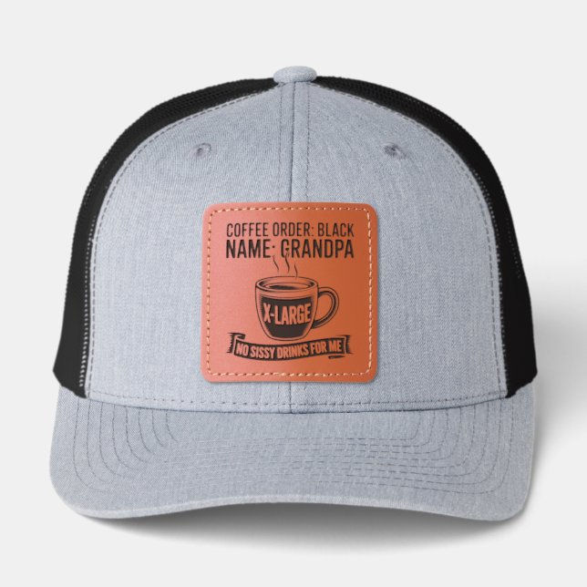 Grandpa Coffee Mug Humor Retirement Gift  Leather Patch Hat (Front)