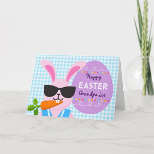 Grandpa Cool Easter Bunny and Carrot Card