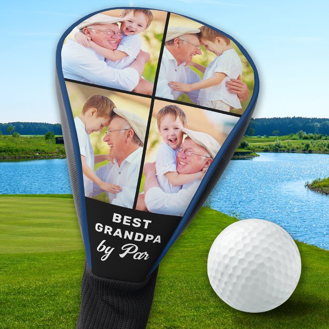 GRANDPA Custom 4 Photo Collage Cute Golfer Driver  Golf Head Cover (Creator Uploaded)