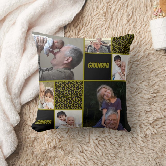  Grandpa Custom Photo Collage  Throw Pillow (Blanket)