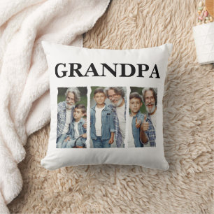 Grandpa Custom Photo Collage Throw Pillow