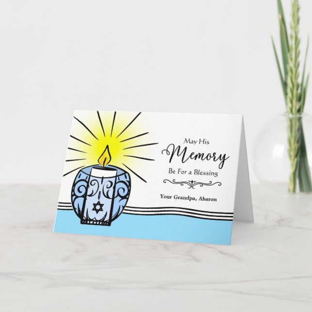 Grandpa Custom Yahrzeit Anniversary of Death Card (Front)