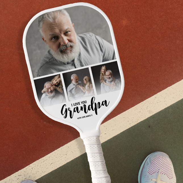 Grandpa Customized Photo Collage Pickleball Paddle (Creator Uploaded)