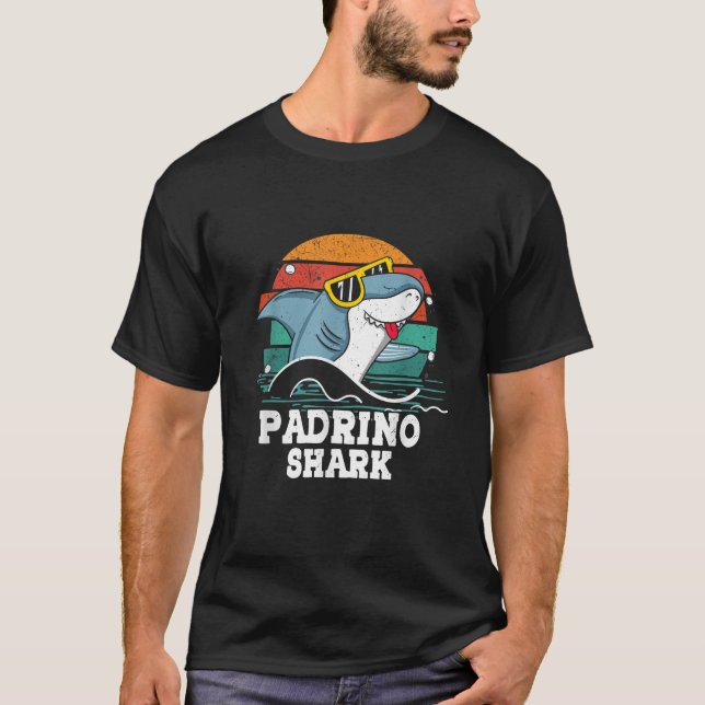 Grandpa Daddy Padrino Shark Spanish God father Vin T-Shirt (Front)