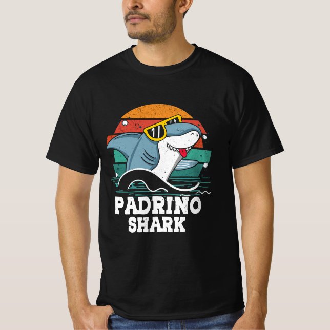 Grandpa Daddy Padrino Shark Spanish Godfather Vint T-Shirt (Front)