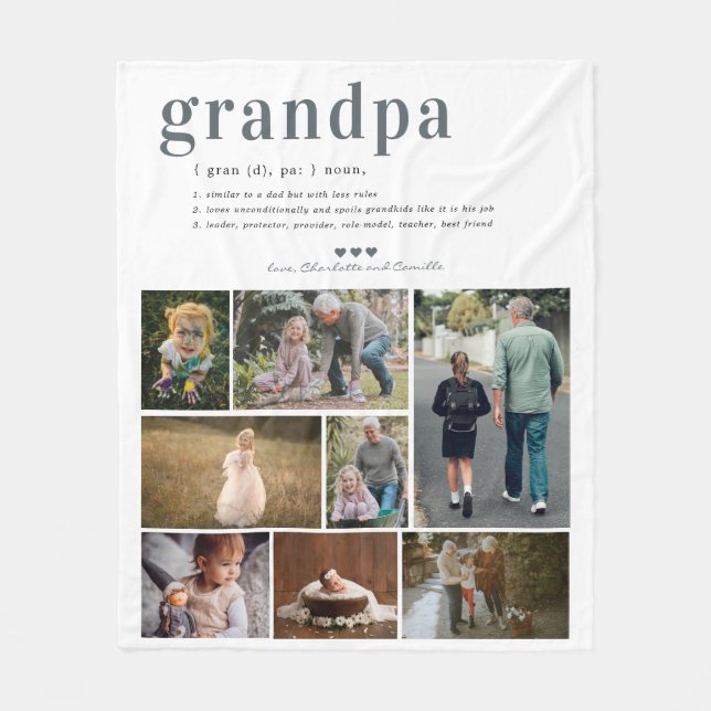 Grandpa Definition | 8 Photo Collage Blanket (Front)
