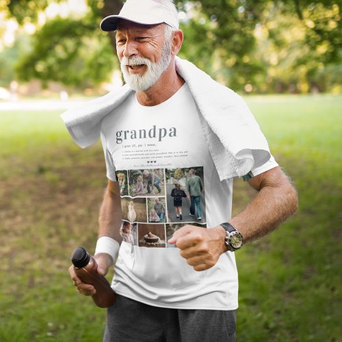 Grandpa Definition  8 Photo Collage T Shirt
