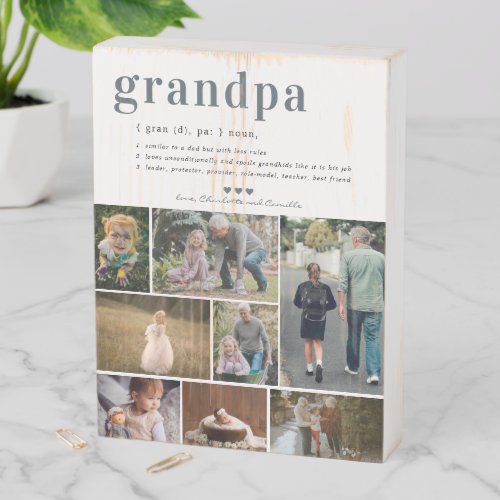 Grandpa Definition  8 Photo Collage Wooden Box Sign