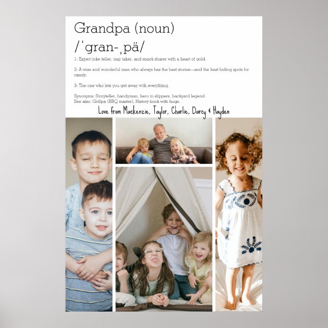 Grandpa Definition Personalized 4 photo collage Poster (Front)