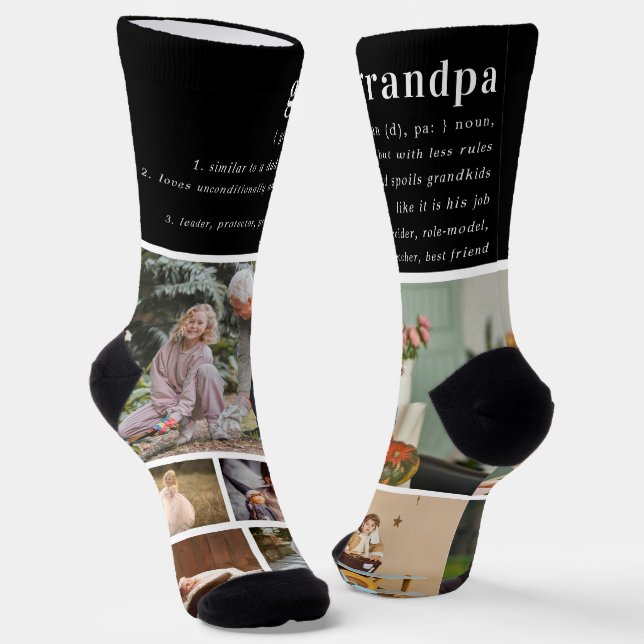 Grandpa Definition | Photo Collage Personalized Socks (Angled)