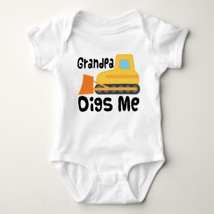 Grandpa Digs Me Bulldozer Truck Baby Bodysuit