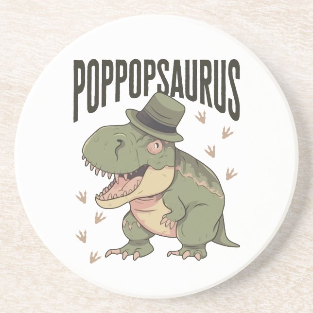 Grandpa Dinosaur Father's Day Poppopsaurus Coaster (Front)