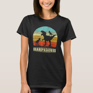 Grandpa Dinosaur Grandpasaurus 2 Two Kids Father's T-Shirt