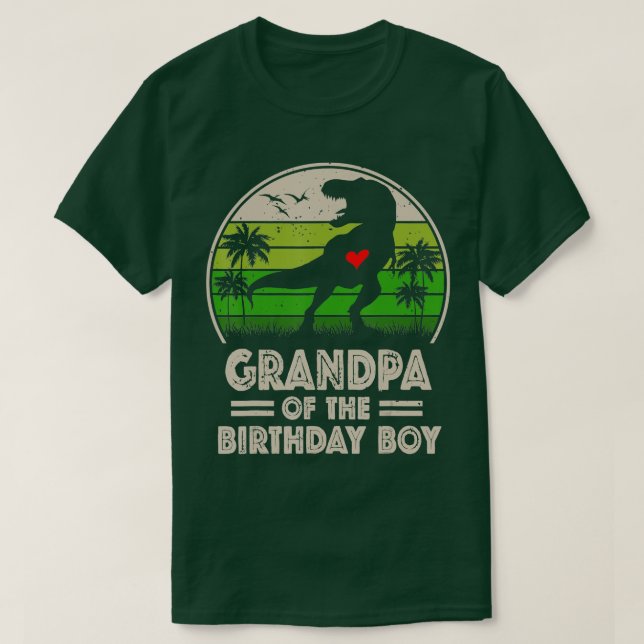 Grandpa Dinosaur of the Birthday Boy Matching Fami T-Shirt (Design Front)
