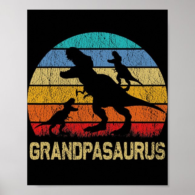 Grandpa Dinosaur T Rex Grandpasaurus 2 kids Poster (Front)