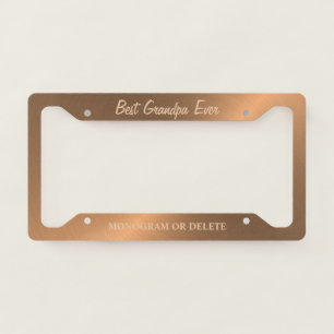 Grandpa Elegant Metallic Bronze Monogram License Plate Frame