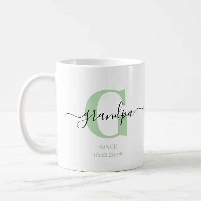 Grandpa Elegant Script Monogram Coffee Mug (Left)