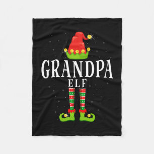 Grandpa elf christmas matching xmas pajama fleece blanket