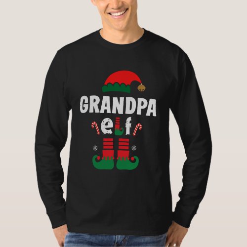 Grandpa elf family matching christmas outfit name  T_Shirt