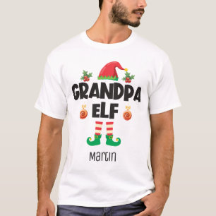 Grandpa elf family matching christmas outfit name T-Shirt