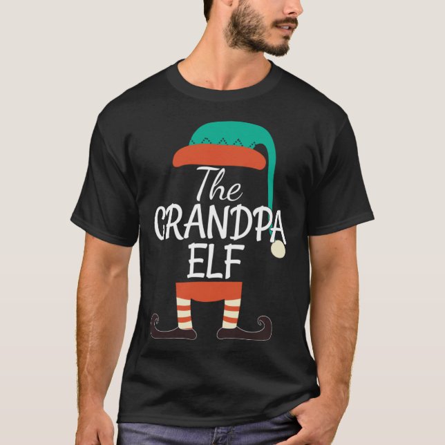 Grandpa Elf Family Matching Group Christmas T-Shirt (Front)