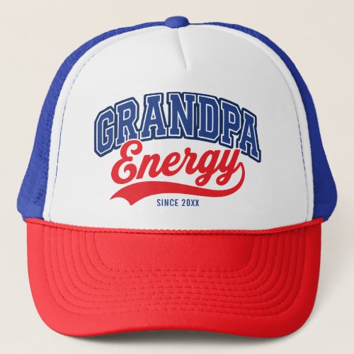 Grandpa Energy Red Blue Retro Since Design Trucker Hat