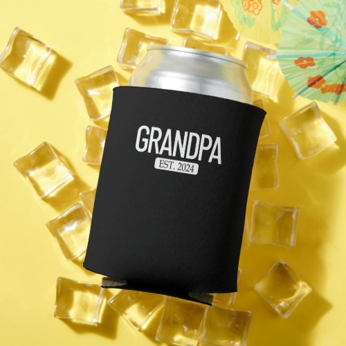 Grandpa Est 2024 New Grandparent Mens Grandpa Can Cooler