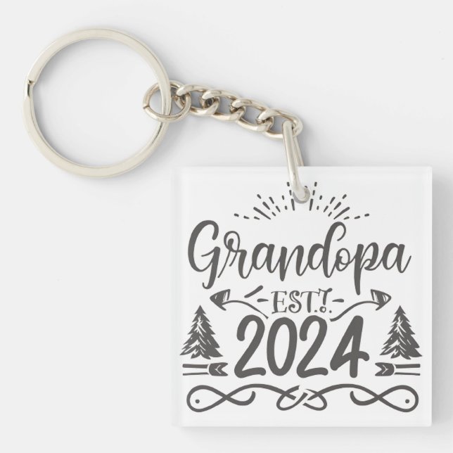 grandpa est 2024, Promoted To Grandpa Est. 2024  Keychain (Front)