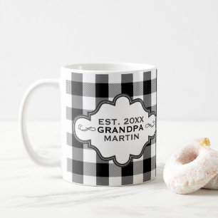Grandpa Est Custom Country Chic B&W Buffalo Plaid Coffee Mug
