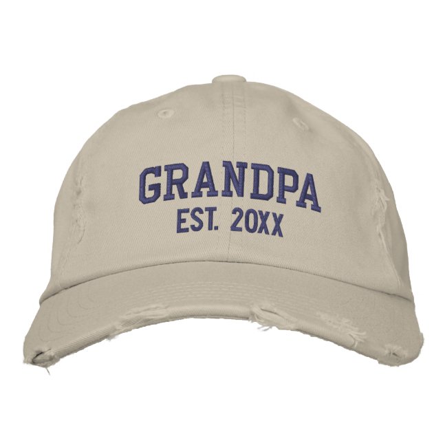 Grandpa Est Established Personalized Embroidered Baseball Cap (Front)
