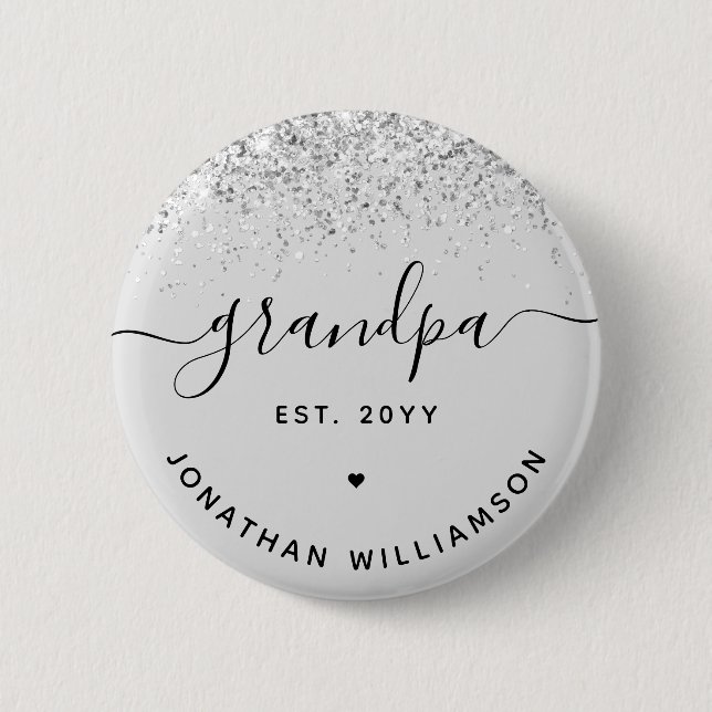 Grandpa Est Glitter Confetti Custom Grandpa Gifts Button (Front)
