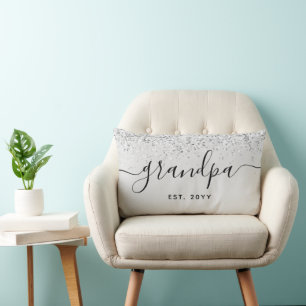Grandpa Est Glitter Confetti Custom Grandpa Gifts Lumbar Pillow