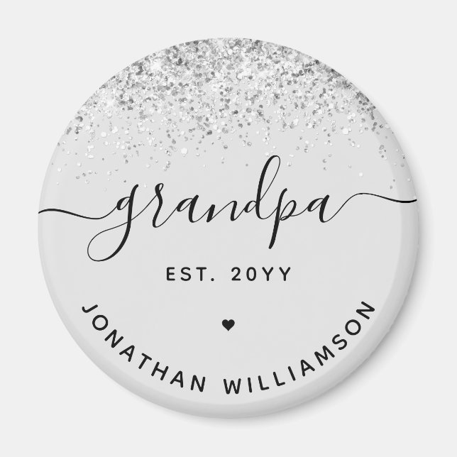 Grandpa Est Glitter Confetti Custom Grandpa Gifts Magnet (Front)