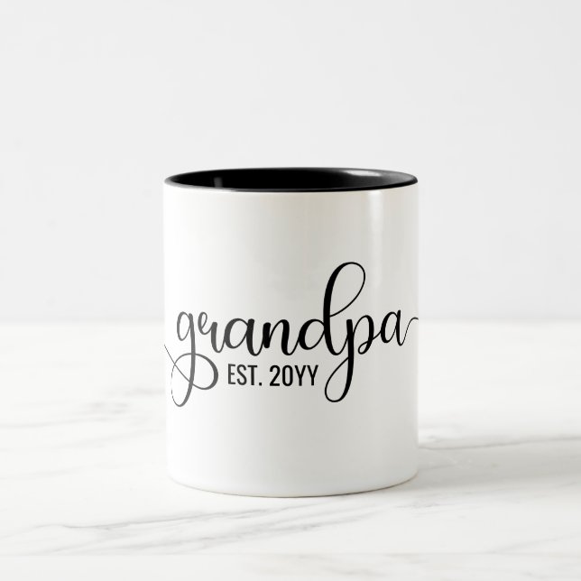 Grandpa Est, Personalized Grandpa gifts Two-Tone Coffee Mug (Center)
